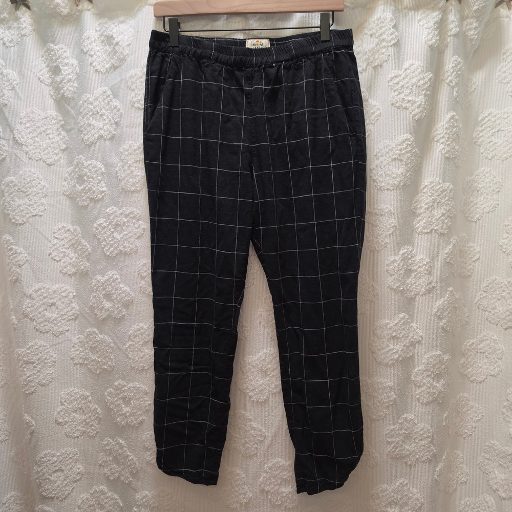 Marine‎ Layer Allison Tencel Pants Black Windowpane Womens Medium